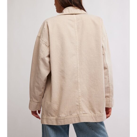 🆕 FREE PEOPLE We The Free Avery Denim Jacket / Softest Sand XL NWT - Picture 3 of 12